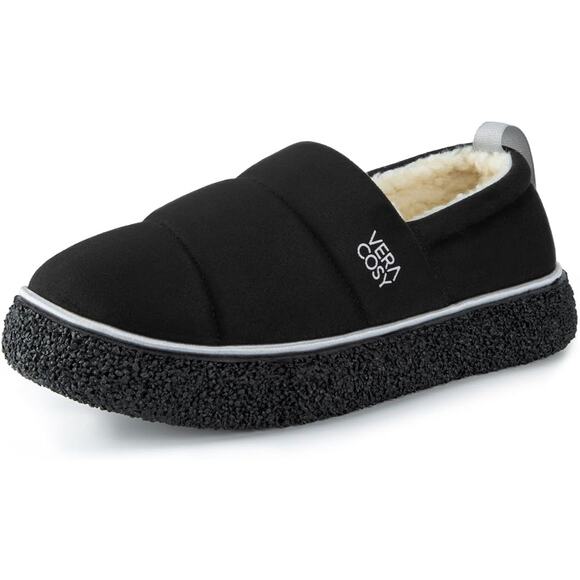 VeraCosy Black Memory Foam Indoor Outdoor Slippers Women's Size 9-10 - Picture 5 of 5